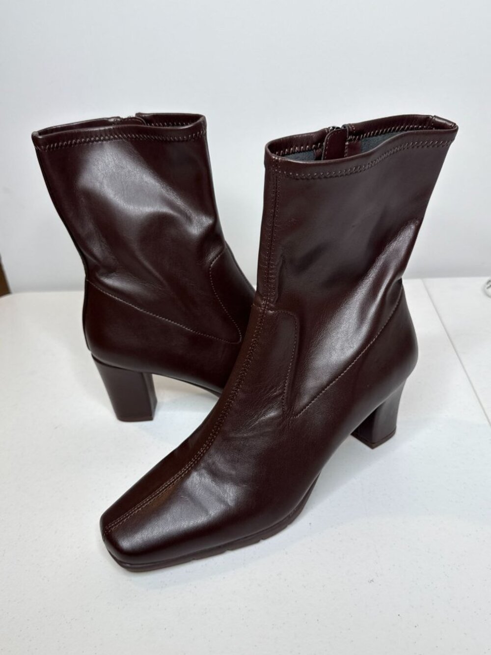 Aerosoles Cinnamon Brown Mid Calf Block Heel Boots Womens 11M